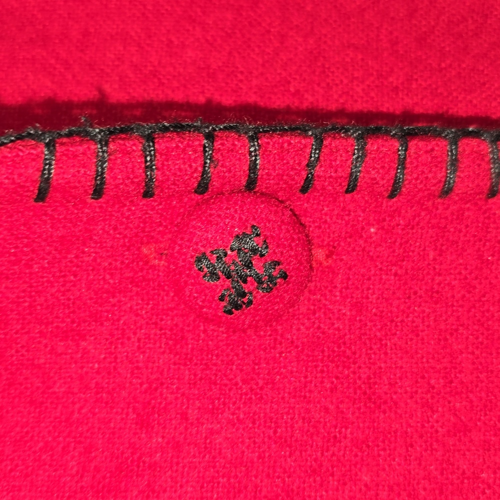 Talbots VTG Red Vest Black Blanket Stitching Embroidery Motif Size S - Picture 8 of 12